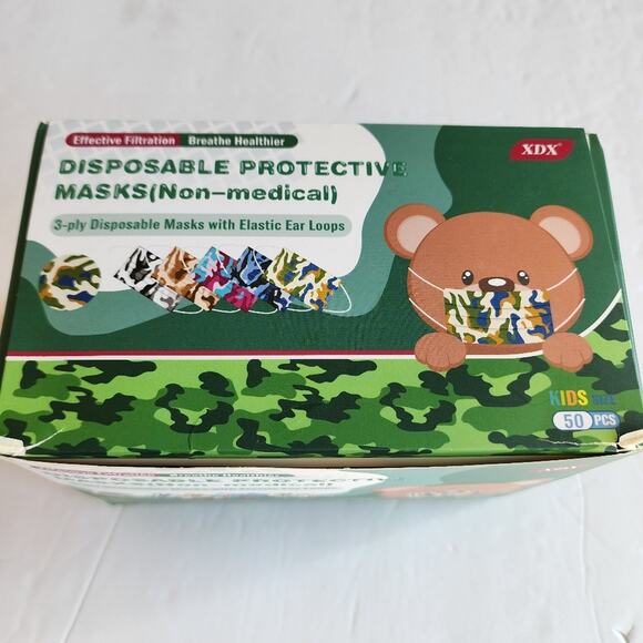 Disposable Protective Kids Face Masks Individually Pkgd 50 Pieces Asstd Colors - Picture 2 of 7